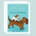 Mother's Day card with cartoon dogs and text on a light blue background.