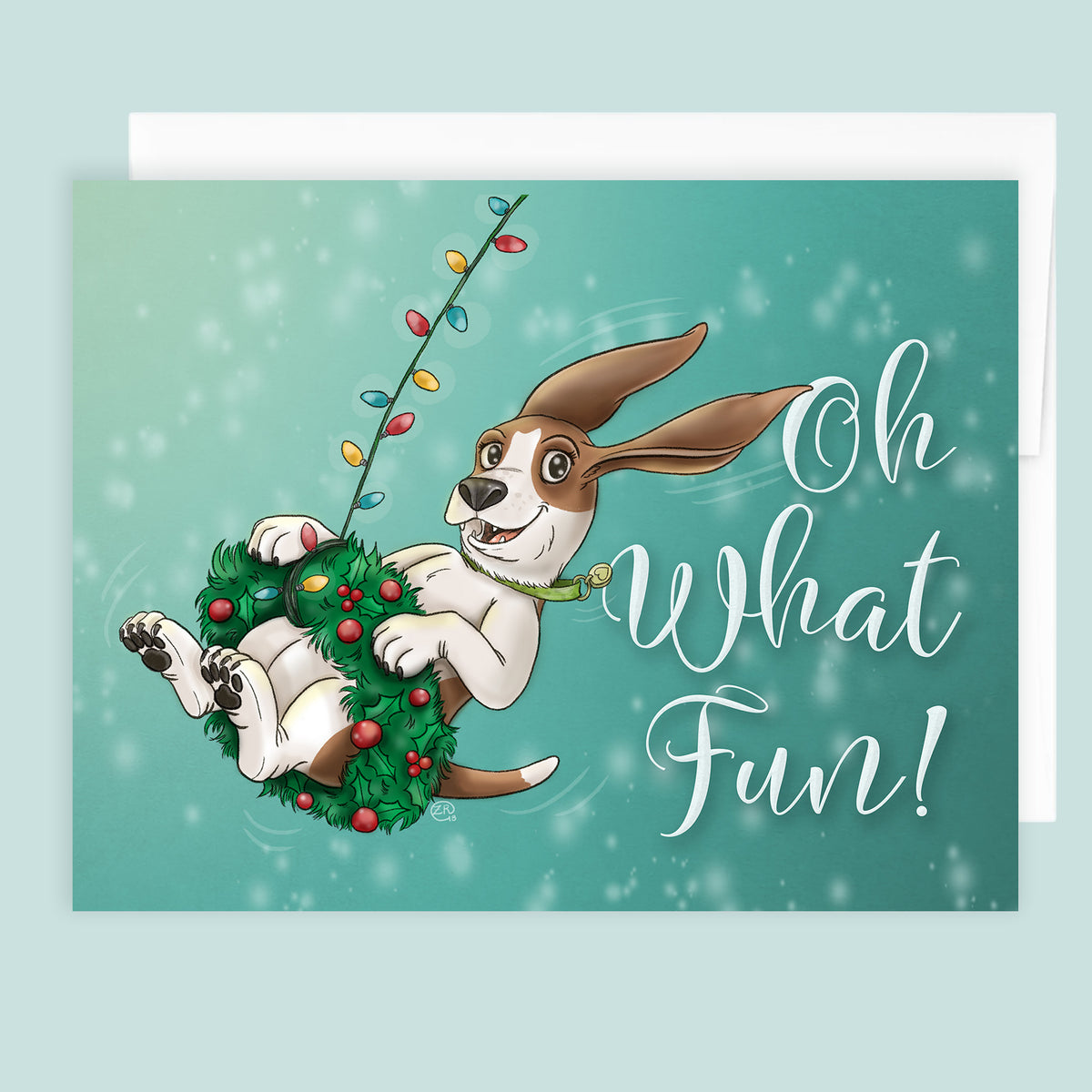 Oh What Fun Basset Hound Christmas Card