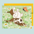 Basset Hound Daisies Art Notecard