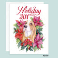 Basset Hound Poinsettias Christmas Card